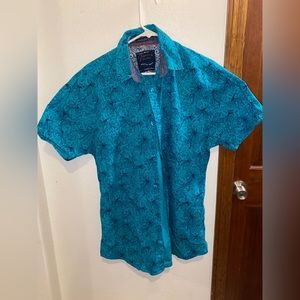 Tranquility & Mayhem palm leaf Hawaiian shirt